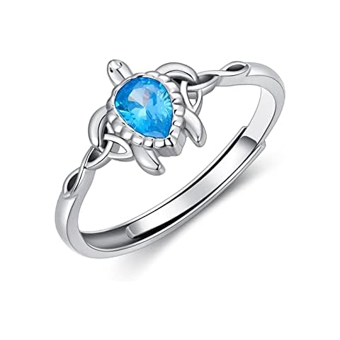 Shusukue Turtle Ring for Women, 925 Sterling Silver Ring Sea Turtle Ocean Animal Jewellery, Tortoise Gifts for Girls Birthday Gifts Cover
