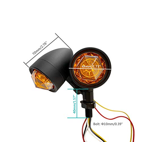 FATECIM Custom 2Pcs Motorcycle LED Turn Signal Lights with Running/Braking Lights, Heavy Duty Indicators Blinkers Lights Universal Black - Thumbnail 5