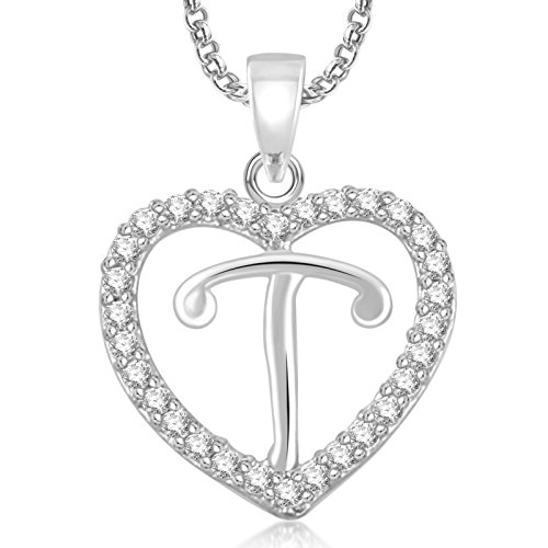 See full amazon price history chart for MEENAZ Silver T Letter Alphabet Crystal Brass Silver Plated Heart Pendant Necklace for Men and Women MEENAZ Silver T Letter Alphabet Crystal Brass Silver Plated Heart Pendant Necklace for Men and Women (B01HT8JQCI) Amazon Price History, Amazon Price Tracker