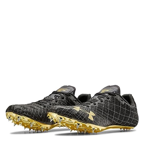 Under Armour Sprint Pro 3 Picos de corrida para adultos, Preto/Cinza (Jet Gray/Metallic Victory Gold