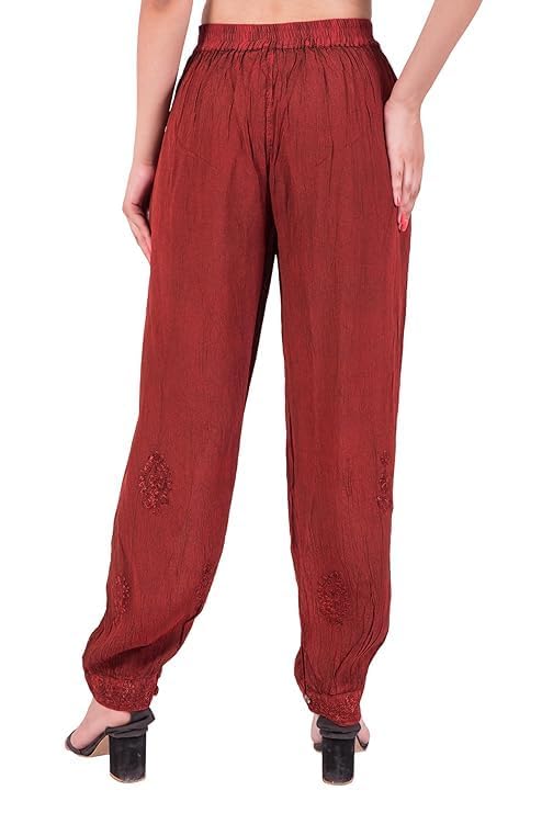 LUJOSO Harem Pants for Women | Stylish Afghani Salwar | Women's Rayon Fabric Pants Loose Fit for Yoga & Dancing | Waist Size 22 to 42 Inches, Free Size 3