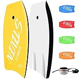 STIVIN Bodyboards 33in/37in/41in Lightweight Body Boards with Coiled Leash Comfort Velcro EPS Core XPE Deck HDPE Slick Bottom Boogie Boards for Beach River Sea Pool Surfing for Kids Adults