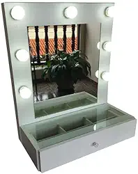 Penteadeira Maggie para Maquiagem e Joias Suspensa com Espelho e Kit Luz 7 Bocais Camarim 100% MDF (Branca)