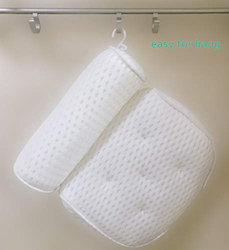 Bath Pillow-Bath Pillows for Tub, 4D Airmesh Fabric 7 Suction Cups Bath Tub Back Neck Support Washable Tub Pillow for Head