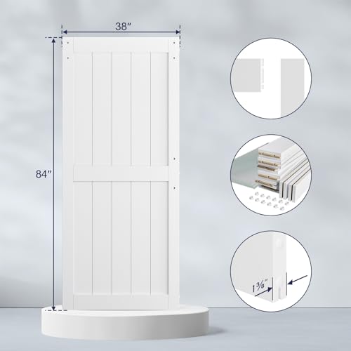 SmartStandard 38 x 84 inch White Sliding MDF Barn Door with 6.6FT Black Sliding Door Hardware Kit & Handle, Pre-Drilled Ready to Assemble, Waterproof PVC Coating, H-Frame by SMARTSTANDARD - Image 3