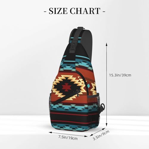 Aztec Geometric Print Sling Bag Crossbody Backpack,Southwest Indian Native American Pattern Tribal Chest Bag Casual Shoulder Backpack Abstract Navajo Print Sports Travel Hiking Daypack2