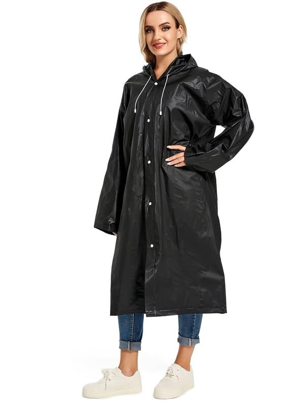 Image of OKARA EVA Waterproof Rain Coat Hooded Outdoor Water Resistant Suit Portable Men and Women