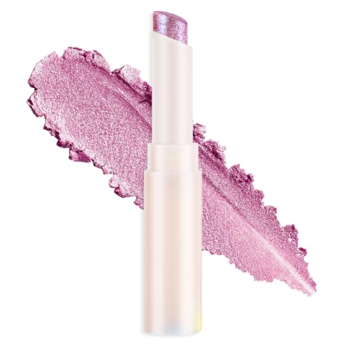 BUTBU Matita Ombretto Glitter, Ombret Ti In Crema Stick Lunga Durata, Alto Pigmento Brillantini Glitter Occhi, Liscio,Senza Pieghe, Creare glitter Trucco Occh -Lustro Lilla