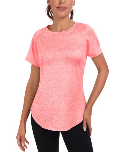 Women's Long Workout Tops,Short Sleeve Dry-Fit Mesh Open Back Loose Fit Gym Athletic Running Shirts Exercise Tee2