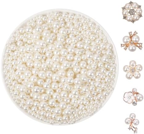 1200pcs 4 Sizes Small ABS Pearl Ivory （No Hole） Elegant Luster, M...