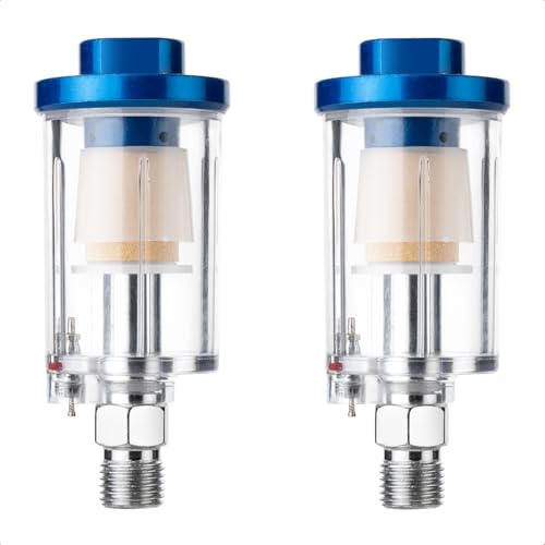 Air Dryer & Water Oil Separator for Compressor, 1/4'' NPT Inline Moisture Filter for Spray Paint Guns, Pneumatic Tools & Air Line (2 Pack)