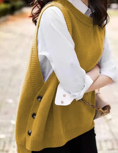 Image of Mingzhu Womens Sleeveless Round Neck Pullover Low Ribbed Knit Sweater Vest
