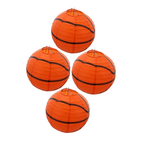 HOLIDYOYO Farolillos de Papel Forma de Balón de Baloncesto 8 Pulgadas 20 CM 4 Unidades Linternas Colgantes Decorativas para Fiestas Deportivas Cumpleaños y Celebraciones Infantiles