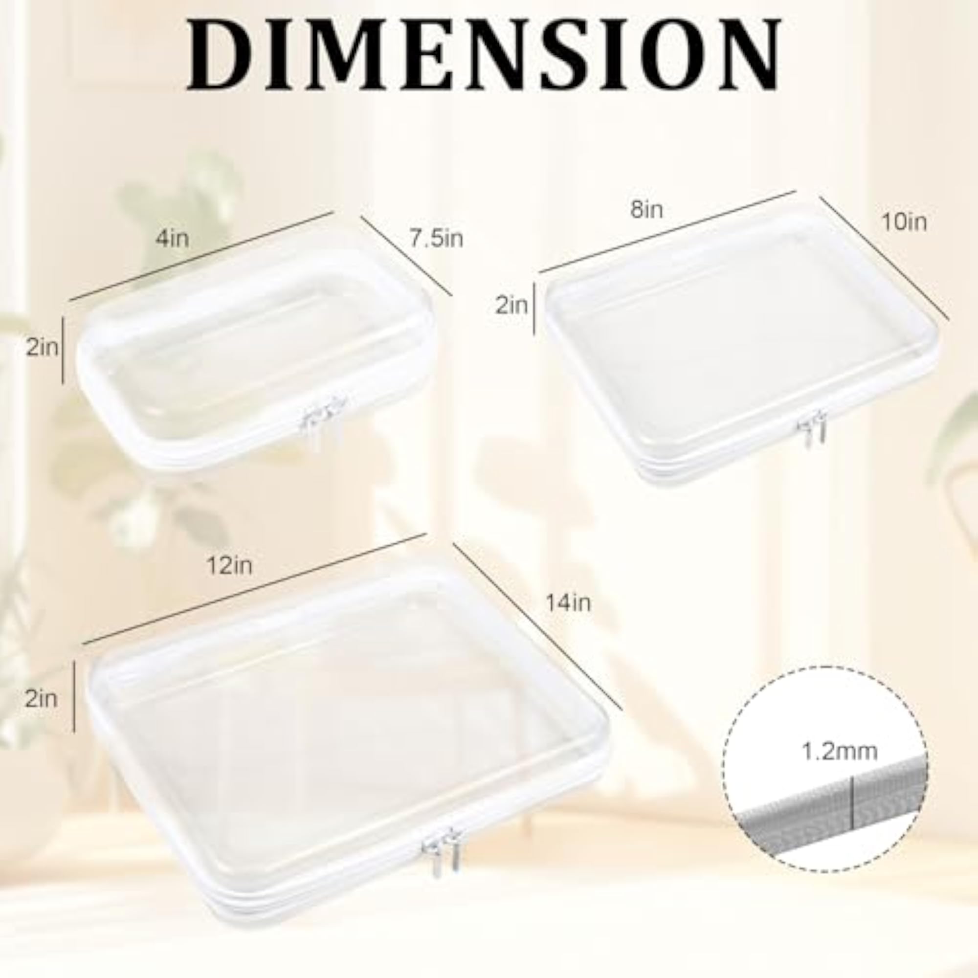 2 Pcs Clear Hard Shell Zipper Case Set