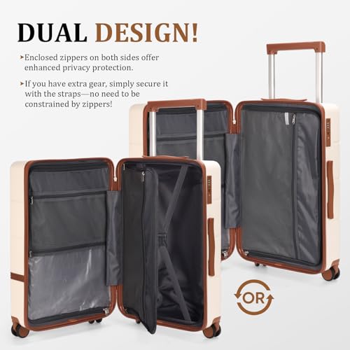 Image of 20 Inch Carry on Luggage, Hardside Suitcase with wheels Tsa Lock Hardshell Waterproof Travel Suitcases luggage for Women /Men /Family (White)