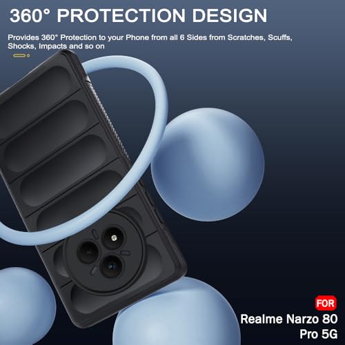 Image of TheGiftKart Liquid Silicon Back Cover Case for Realme Narzo 80 Pro 5G | ShockProof Military Grade Protection | Micro-Fibre Cloth On Inner Side | Anti-Slip Grip Back Cover for Narzo 80 Pro (TPU, Black)