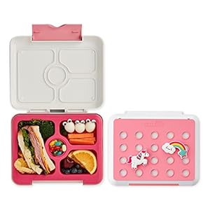 FLEX&LOCK Flexbox Kids Platinum Silicone Food Tray Lunch Box Set With Accessories – Leak Proof, Clean Lid Design, Microwavable, Dishwasher Safe, Freezer Safe, and BPA-Free/Unicorn (Pink)
