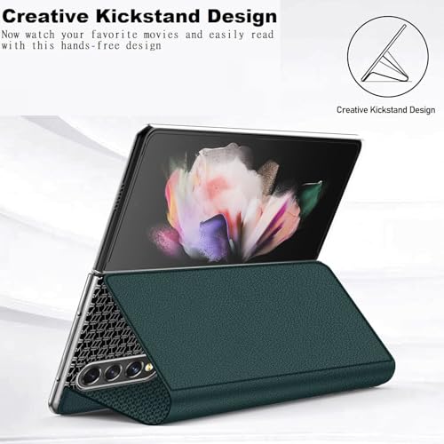 Image of WHITBULL Business Style Leather Case with High Protection Scratch-Resistant Protective Cover for Samsung Galaxy Z Fold 7 5G Green