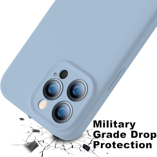 Image of Elzzi Microfiber Square Candy Case Compatible for iPhone 14 PRO, Shockproof Slim Back Cover Liquid Silicone Case (Carolina Blue)
