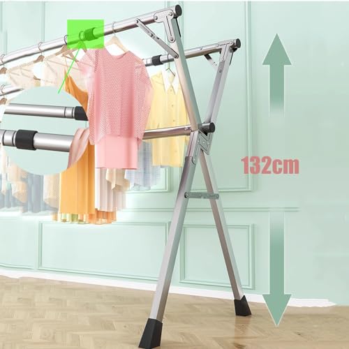 Étendoir à linge extensible en acier inoxydable - Cintre vertical - 6