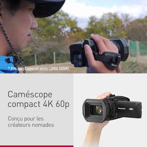 Panasonic X1200 | Caméscope Semi-Pro 4K (Qualité vidéo 4K 60p 10bit Interne, Zoom Optique 24x, Grand Angle 25mm, Stabilisé, Ecran Tactile orientable, USB-C) Noir
