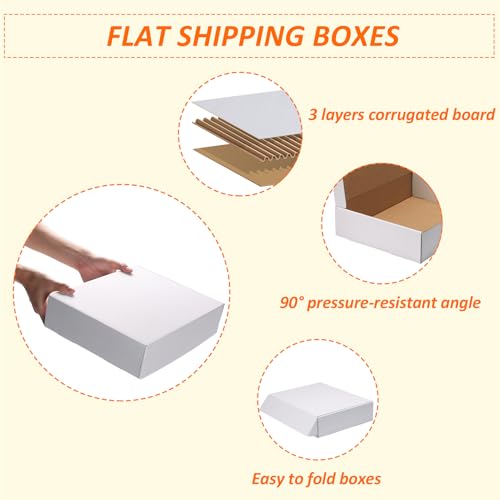 Image of HORLIMER 13x10x3 Shipping Boxes Set of 20, White Corrugated Cardboard Mailer Box for Packing Small Business