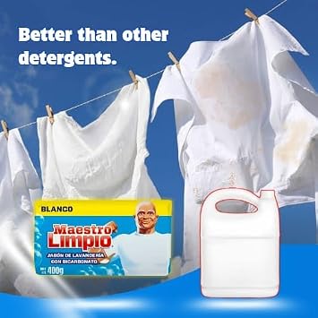 Maestro Limpio Multipurpose White Laundry Bar Soap, Deep Cleaning for All Fabrics - Blanco (400g) Pack of 2