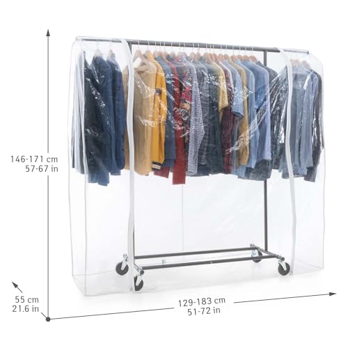 Tatkraft Derek & Big, Set, Schwerlast Kleiderständer mit Schutzhülle, auf Rädern, bis 100 Kg, Profi, Stoffschrank, Faltbar und Verstellbar, Metall