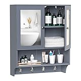 iHomy Medicine Cabinets Bathroom Wall Cabinet with Mirror Doors, Shelf and Towel Hangers for...