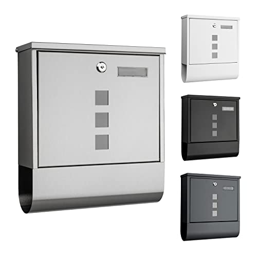 Briefkasten anthrazit mit Zeitungsfach/Zeitungsrolle und mit Namensschild -...