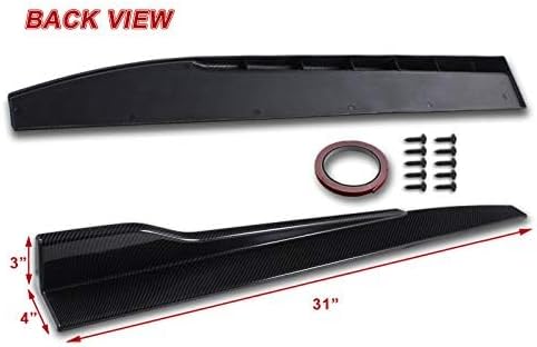 STAY-TUNED, 5PCS ABS CS-Style Front Bumper Lip Spoiler Body Kit + Universal 31" x 4" Side Skirts, Compatible with 2006-2008 Honda Civic 2DR/Coupe, Exterior Accessory (Carbon Painted)