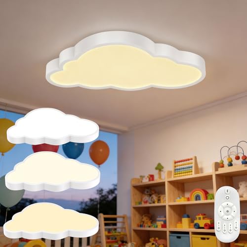 UISEBRT LED Deckenleuchte Wolken Deckenlampe Kinderzimmer 48W Ultradünne Dimmbar Kreative Wolkenlampe mit Fernbedienung für Babyzimmer Schlafzimmer Wohnzimmer
