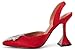 VETASTE Women's High Heel Crystal Slingback Pumps Pointed Toe Strappy Triangle Heeled Party Wedding Bride Pump Shoes Red