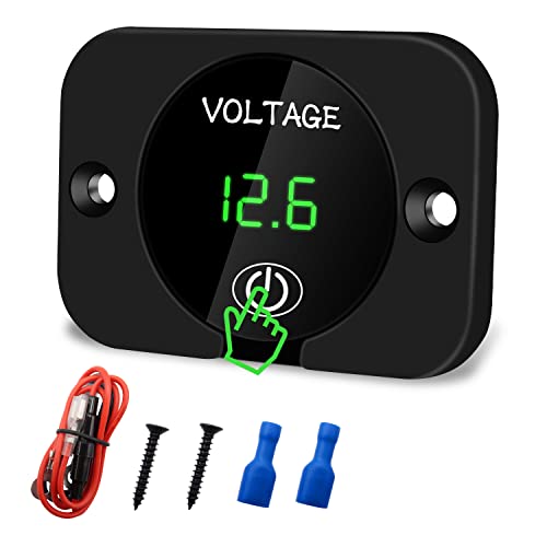 DC 12V 24V LED Auto Digital Voltmeter, Wasserdichtes Spannungsmessgerät Autobatterie Tester mit Touch-Schalter Display Panel, mit Anschlusskabel, für Auto Marine Motorrad Wohnmobile Lastwagen ATV UTV