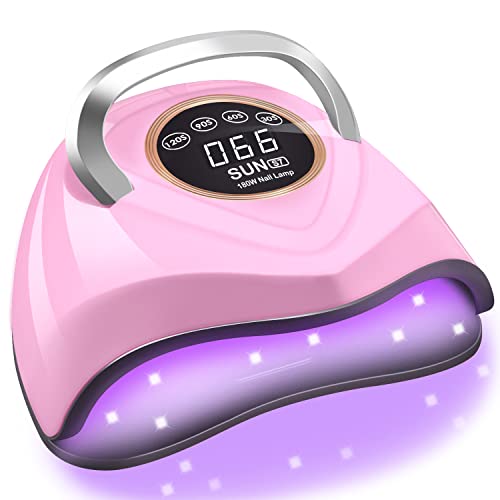 Uv Led Nail Lamp 180W Gel Nail Light Fast Nail Dryer For Gel Polish With 48 Lamp Beads/4 Timer Setting/Automatic Sensor Portable Handle Curing Lamps For Fingernail & Toenail #TOP22