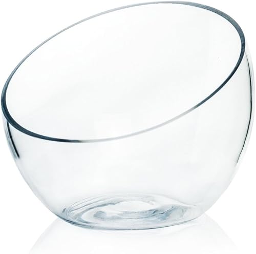 Slantted Glass Cut Bubble Bowl, 8.5" Height x 10" Width Slantted Bubble vase for Terraium, Flower vase Centerpiece