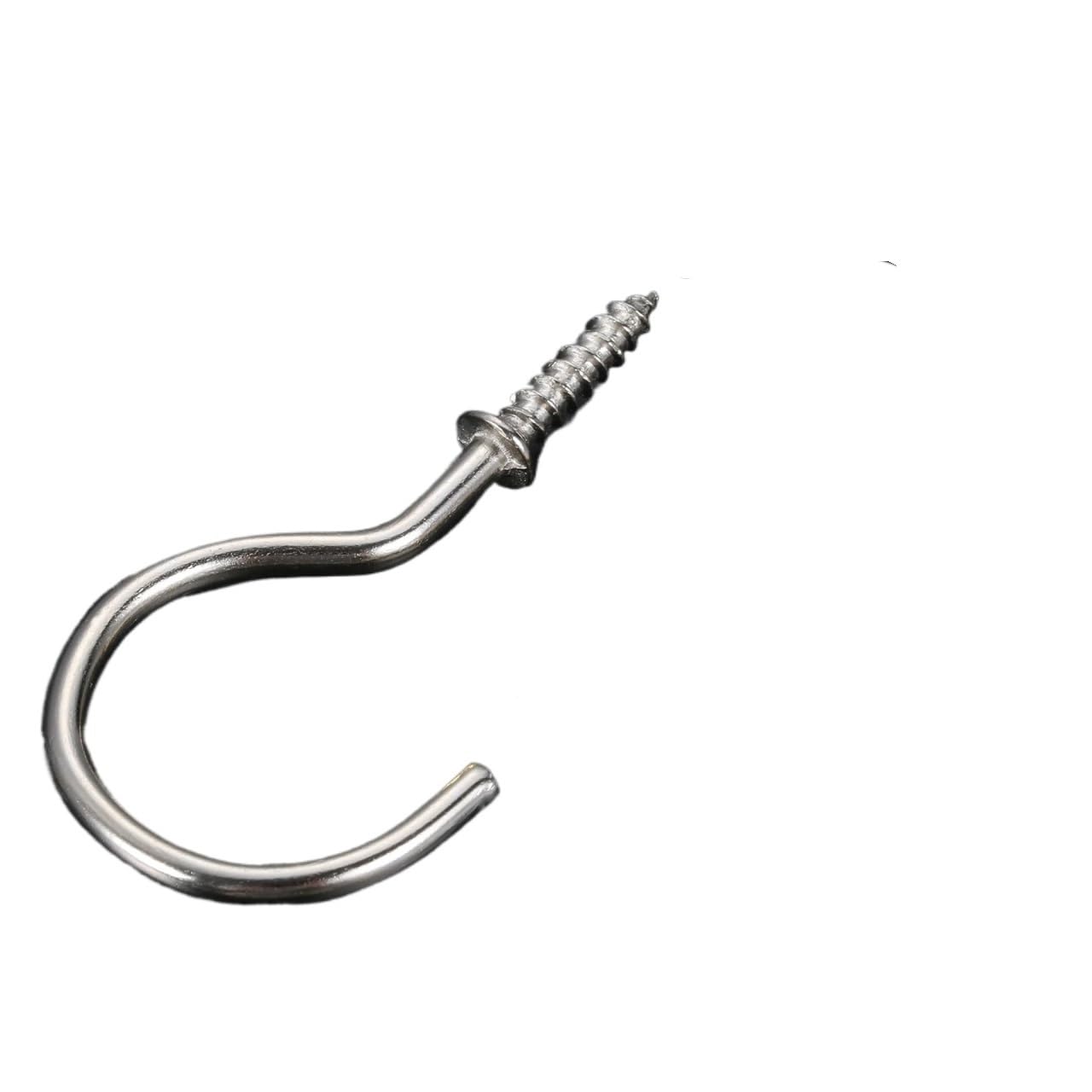 Metalowe haki sufitowe, Wkręcane haki ścienne z oczkiem 100 szt. Wielokolorowe 20-38 mm Wewnątrz, na zewnątrz(Silver,23mm)
