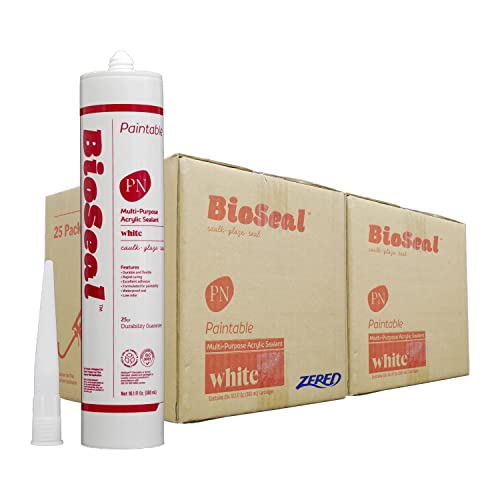 White Bioseal All Purpose Acrylic Latex Silicone Caulk -Paintable- White Silicone Caulk 10.1Oz Tube (50) #TOP7
