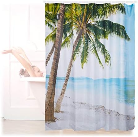 Duschvorhang Mit Waffelmuster - 183 X 200 Cm, Wasserabweisend, Hellblau, Aus Dickem Polyester