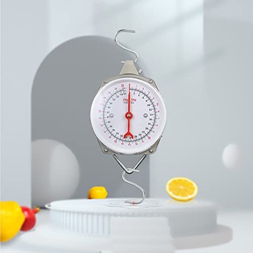 Afoofa Mechanical Hanging Scales 55Lb/25Kg, Hanging Scales High Accuracy Large Display Spring Dial Weight Scale For Kitchen Fishing Hunting Farms #TOP1