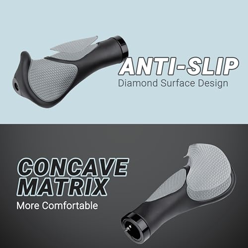 Bike Handlebar Grips, MTB Grips with Elastic Grainy Design Bike Grips, Slip Rubber Bike Handlebar Grips Bicycle Grips for BMX, Foldable Urban Bicycles, E-Bike, Scooter - Thumbnail 2