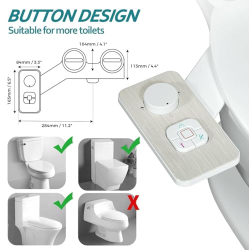 Bidet Attachment - SAMODRA Non-Electric Cold Water Bidet Toilet Seat Attachment with Pressure Controls,Retractable Self-Cleaning Dual Nozzles for Frontal & Rear Wash - Brushed Nickel