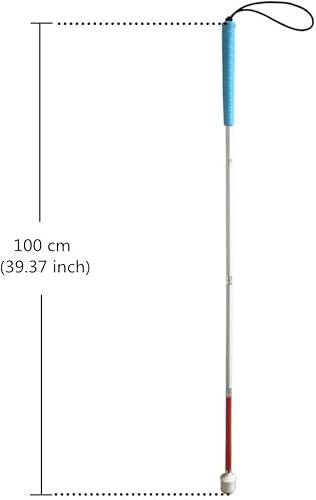 Miniatura 3 de Bastón plegable de movilidad de aluminio para ciegos (se pliega hacia abajo 4 secciones), bastón blanco para niños, mango azul
