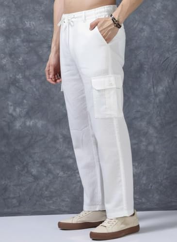 Image of Men's Multi Color Cargo Casual Trousers | Men's Regular Fit Straight Pants | Comfortable Stylish Cargo for Men | Soft Fabric for Everyday Wear, Travel & Office | Linen Cotton Bottom Wear