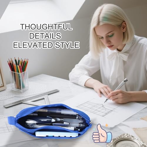 Image of Pencil Case with Zipper, Pencil Pouch for Students, Large Capacity Oxford Pen Bag for Girls, Portable Pouch for School & Office