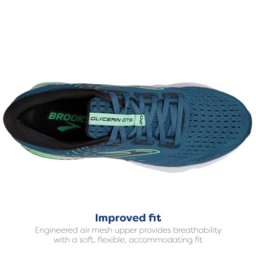Brooks Brooks Men's Glycerin GTS 20 Supportive Running Shoe - Moroccan Blue/Black/Spring Bud - 10 Medium