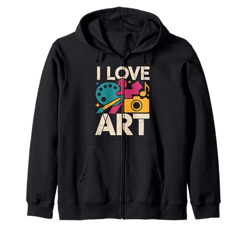 I Love Art Passionate Creativity Celebration Zip Hoodie