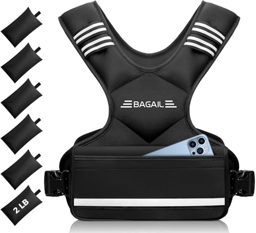 Image of BAGAIL Adjustable Weighted Vest for Women 4-10lb /12-18lb /20-32lb, Comfortable U-Neck Rucking Vest with 6 Removable Weights, Storage Pocket and Reflective Strips for Walking, Jogging, Weight Loss