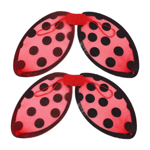 Whimsy Bug Wings - クリスマスパーティー用コスプレアクセサリー |軽量フレーム付き折りたたみセット 2 個、鮮やかなレッドデザイン、男の子、女の子、ステージパフォーマンス、写真小道具、仮面舞踏会、若者向け
