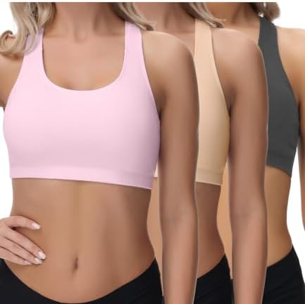 wirarpa Bustier Damen Baumwolle BH Ohne Bügel Bra 3er Pack | T-Rücken, Ohne Gepolstert, Bralette Baumwolle, Schlaf Bh, Top Leichte Stützung